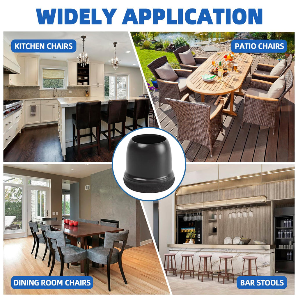 20 Pcs Black Extra Small Chair Leg Floor Protectors for Hardwood Floors, Upgraded Rubber Chair Leg Caps with Felt, Furniture Leg Feet Covers Protect Floor from Scratches Reduce Noise (Fit 0.55"-0.75")