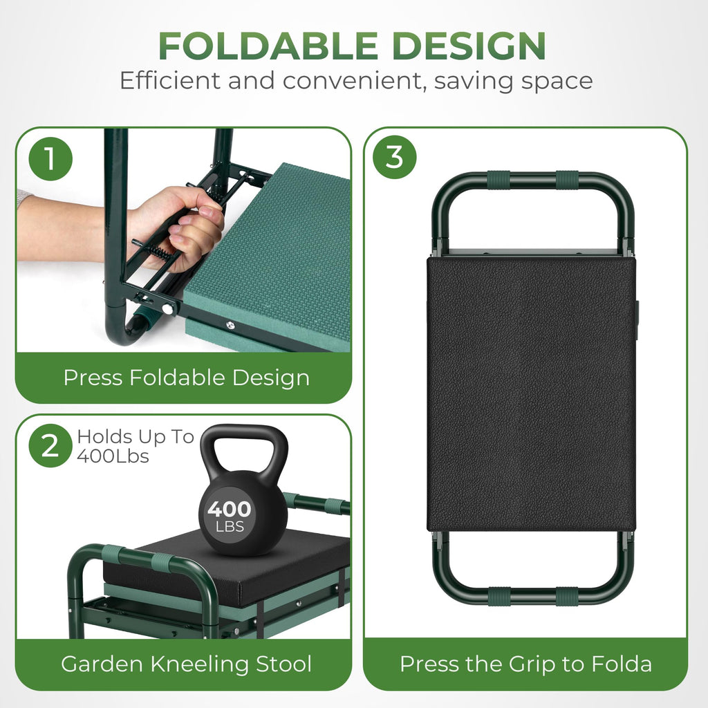 Walensee Garden Kneeler and Seat, with Wider Soft Kneeling Pad & Tool Pouch