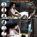 Airlonv LED Desk Lamp for Office Home, Eye-Caring Desk Light with Stepless Dimming Adjustable Flexible Gooseneck, 10W USB Adapter Desk Lamp with Clamp for Reading, Study, Workbench (Green)