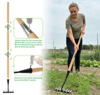 ATLRGISL Iron Weeding Rake with Wooden Long Handle 2.0, 8 Teeth Weed Puller Tool Heavy Duty, Manual Gardenia Weed Rake Tool for Yard, Lawn and Garden, 56Inch