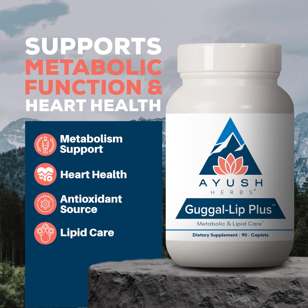 Ayush Herbs Guggal-Lip Plus - Metabolic Vitamins for Women & Men, Daily Pill, Pure & Natural Metabolic Health Supplement with Guggul - 90 Servings
