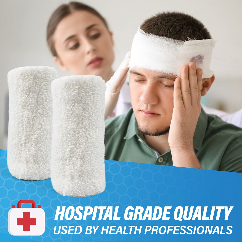 Gauze Rolls-kerlix Cotton Gauze Bandage Rolls -6 ply-STERILE - 4 Inches X 12 feet -Extra Absorbency - Medical Gauze Bandage -6 Rolls - Latex Free -Each roll Individual Wrapped-Hospital Grade Quality