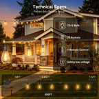 Amzrap 200FT Outdoor String Lights with Remote, Waterproof Patio Lights with 72+2 Shatterproof LED Bulbs, 2700K Dimmable Waterproof Hanging Decor for Backyard Garden Porch Bistro, Timer & 3 Modes