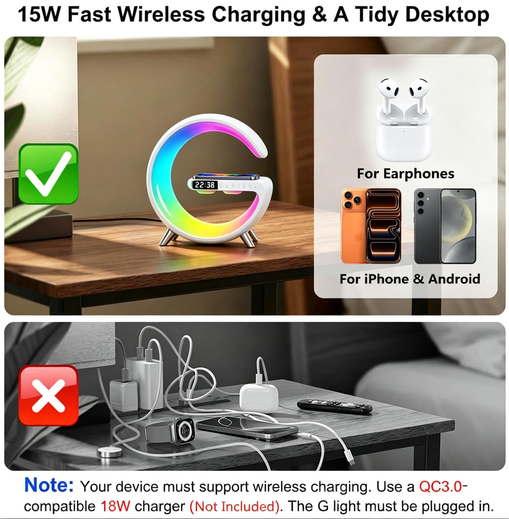5 in 1 LED Table Lamp with Wireless Charging Bluetooth Speaker