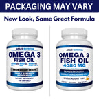 Arazo Nutrition Wild Caught Omega-3 Fish Oil Concentrate – 4,080mg per Serving – High EPA 1200mg & DHA 900mg – 120 Burpless Lemon Softgels