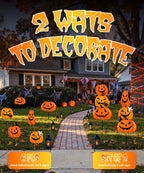 Beterzack 2 Pack Halloween Garden Stakes - Stacked Metal Pumpkins Jack-o-Lantern Lawn Decor, Scary Metal Yard Signs Stake Outdoor Decorative Pumpkin Home Lawn Pathway Decor
