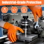 TREEGO Orange Nitrile Gloves 10 Mil Heavy Duty Disposable Latex Free Gloves – Diamond Grip Mechanic Gloves for Automotive Construction Work, Medium, 1000 Count Case