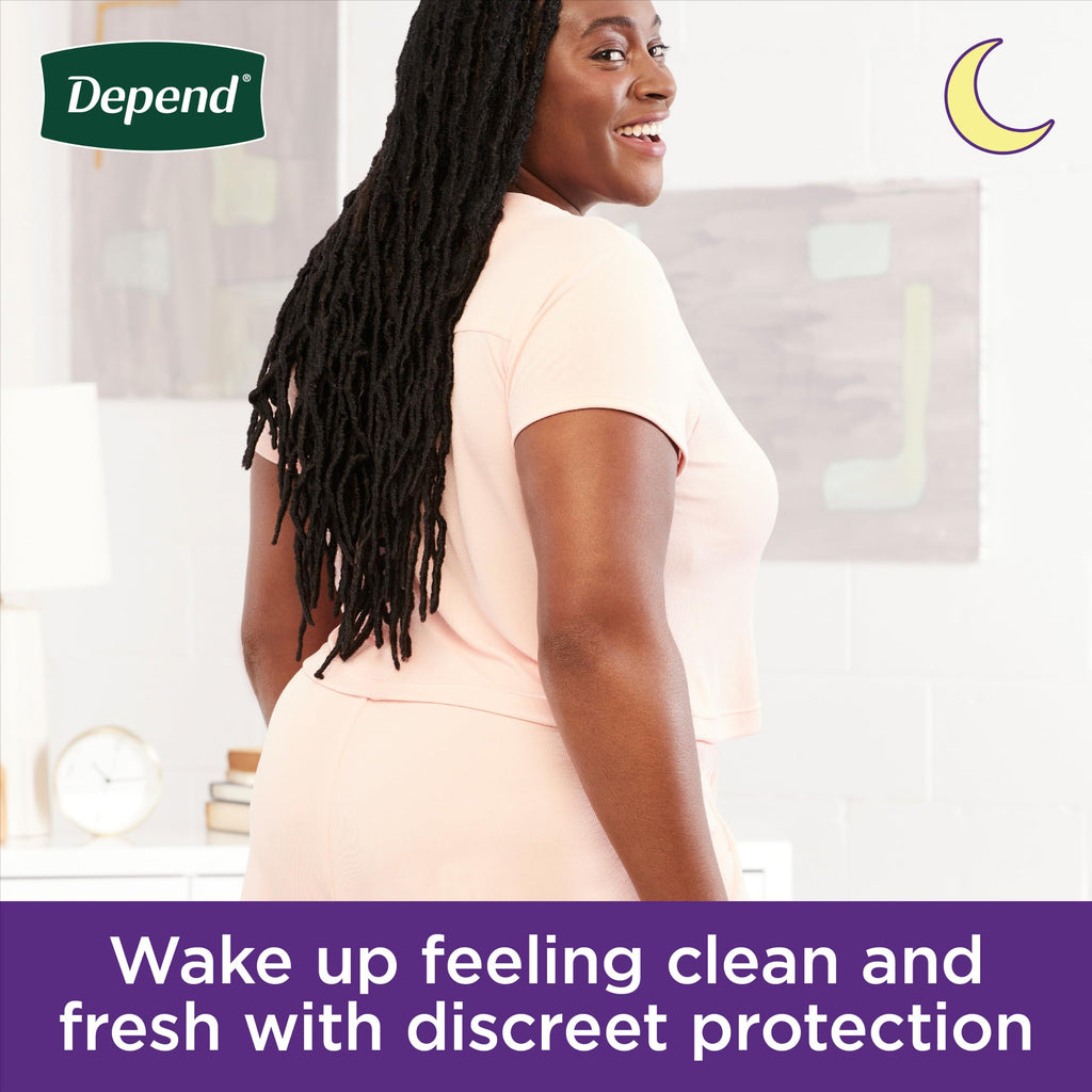 Depend Night Defense Adult Diapers, Incontinence & Postpartum Bladder Leak Underwear for Women, Disposable, Overnight, Small, Blush, 26 Count, Packaging May Vary
