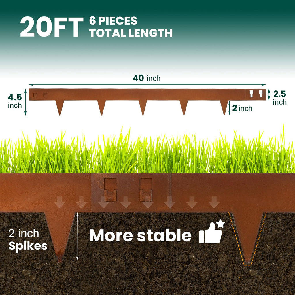 GZGNEEVL Corten Steel Landscape Edging 4.5" H x 40" L, Metal Garden Edging