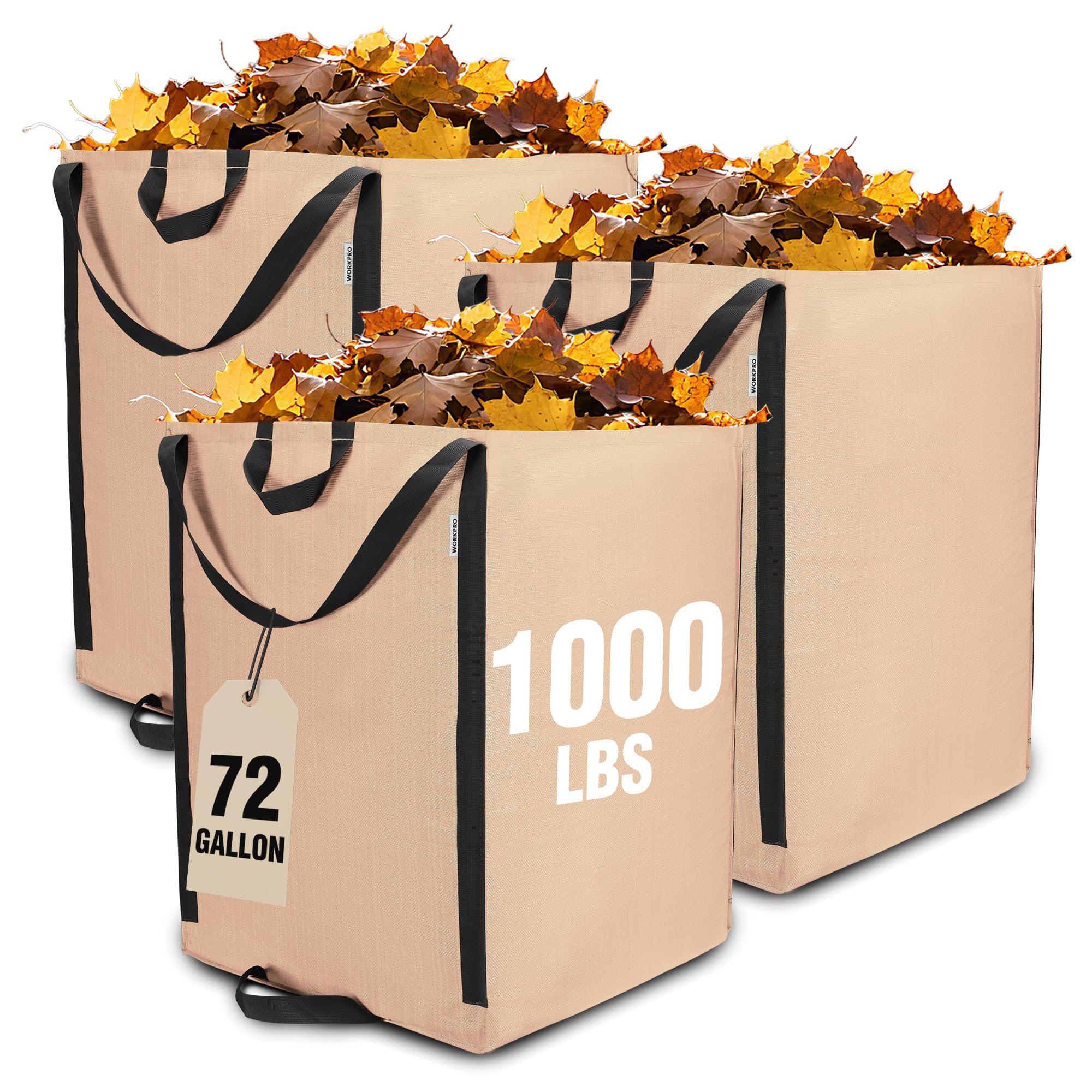 WORKPRO Reusable Self-Standing Yard Waste Bags 72-Gallon 3 Pack