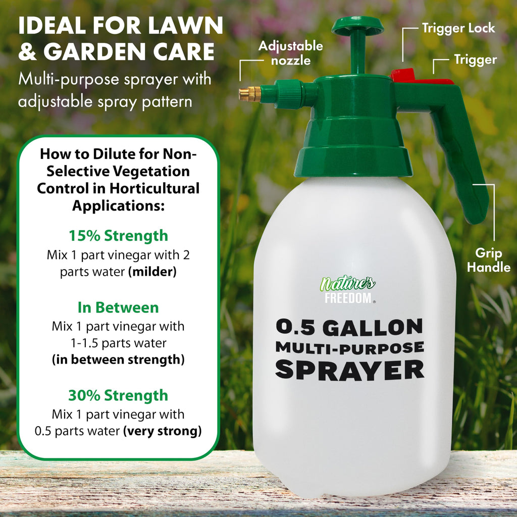 Nature's Freedom 45% Concentrated Vinegar, NSF Certified, 1 Gallon with Garden Pump Sprayer