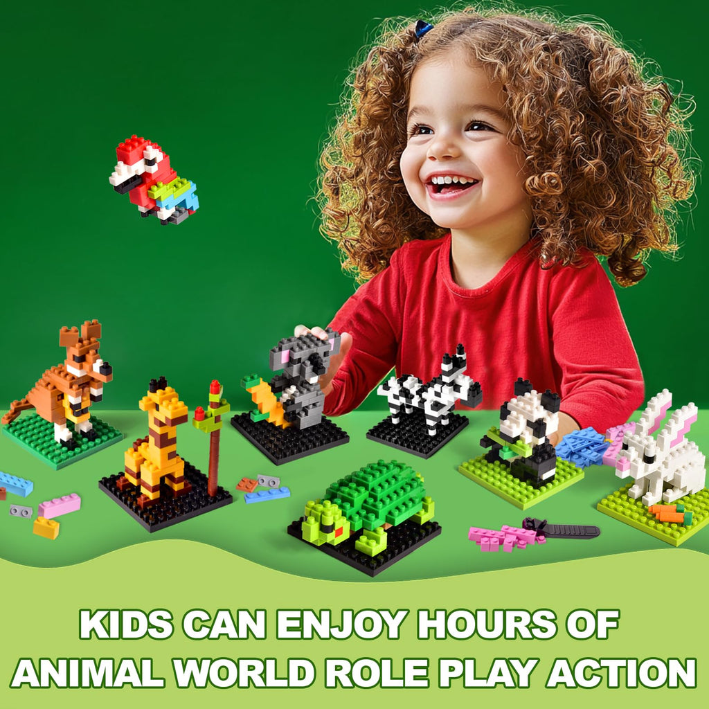 FUN LITTLE TOYS Party Favor for Kids, Mini Animals Building Blocks Sets Goodie Bags Stuffers for Kid, Small Toy Prizes, 12Pack Birthday Party Favor Easter Egg Fillers