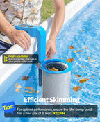 DeeprClean Newly Above Ground Pool Skimmer with Solar Digital Thermometer, Wall Mount Surface Skimmer with Adjustable Height Bracket, Auto Skimming for Pool Surface Floating Leaves & Debris - Blue