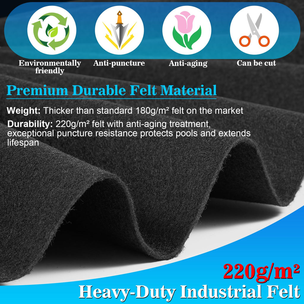 ComfyKit 11x7.5ft Rectangular Pool Liner Pad for Above Ground Swimming Pools,Thickened Under Pool Mat Padding,Pools Bottom Liner Protector to Prevent Punctures & Extend Liner Life