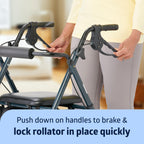 Medline Superlight Folding Aluminum Mobility Rollator Walker, Smoky Blue, 250 lb. Weight Capacity, 6" Wheels, Adjustable Arms and Seat, Foldable Rolling Walker for Seniors
