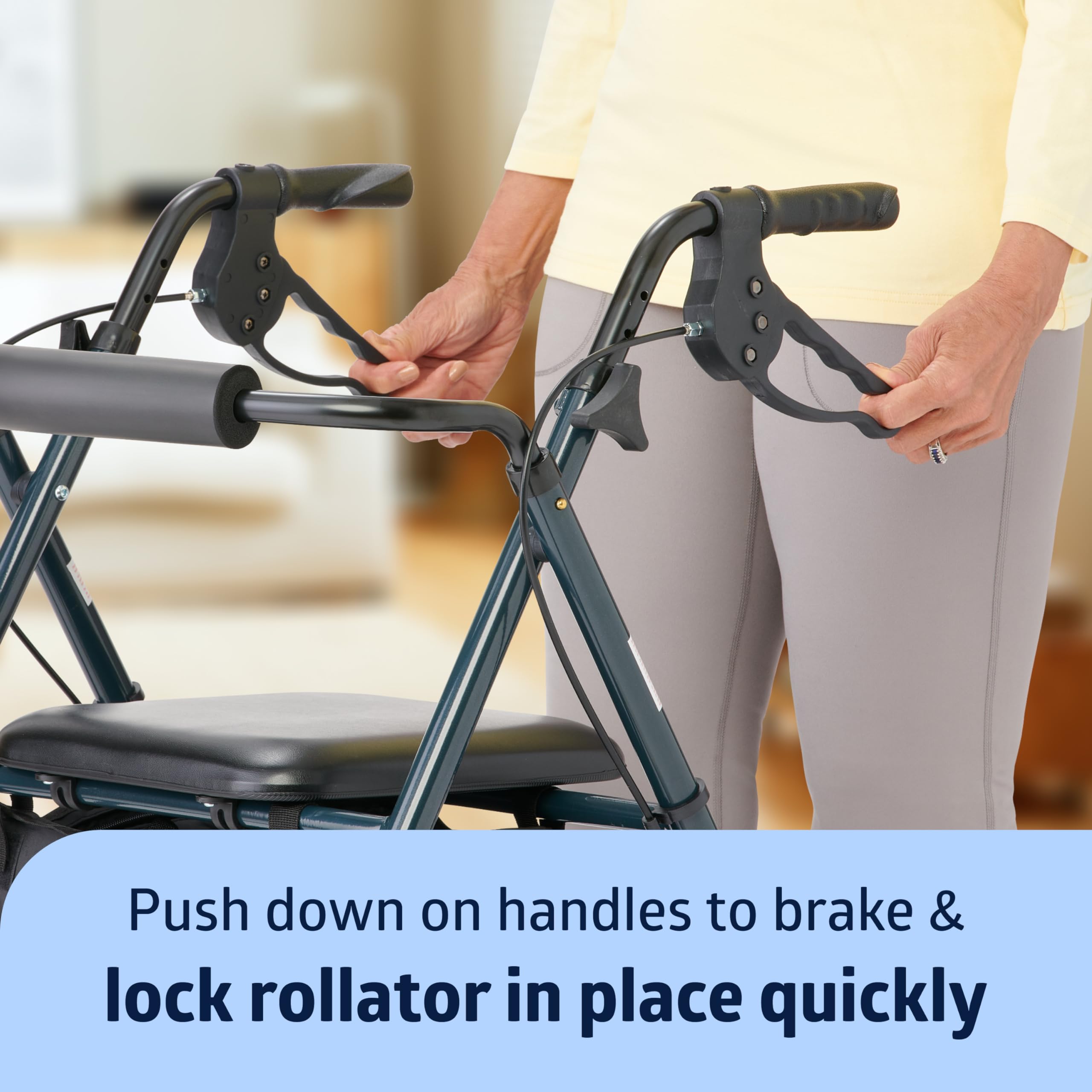 Medline Superlight Folding Aluminum Mobility Rollator Walker, Smoky Blue, 250 lb. Weight Capacity, 6" Wheels, Adjustable Arms and Seat, Foldable Rolling Walker for Seniors