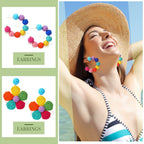 Kigeli 6 Pair Beach Raffia Earrings Summer Statement Rattan Earrings Heishi Drop Hoop for Women Colorful Beaded Tassel Dangle Boho Earring Handmade Jewelry Teacher Gift(Rainbow Color)
