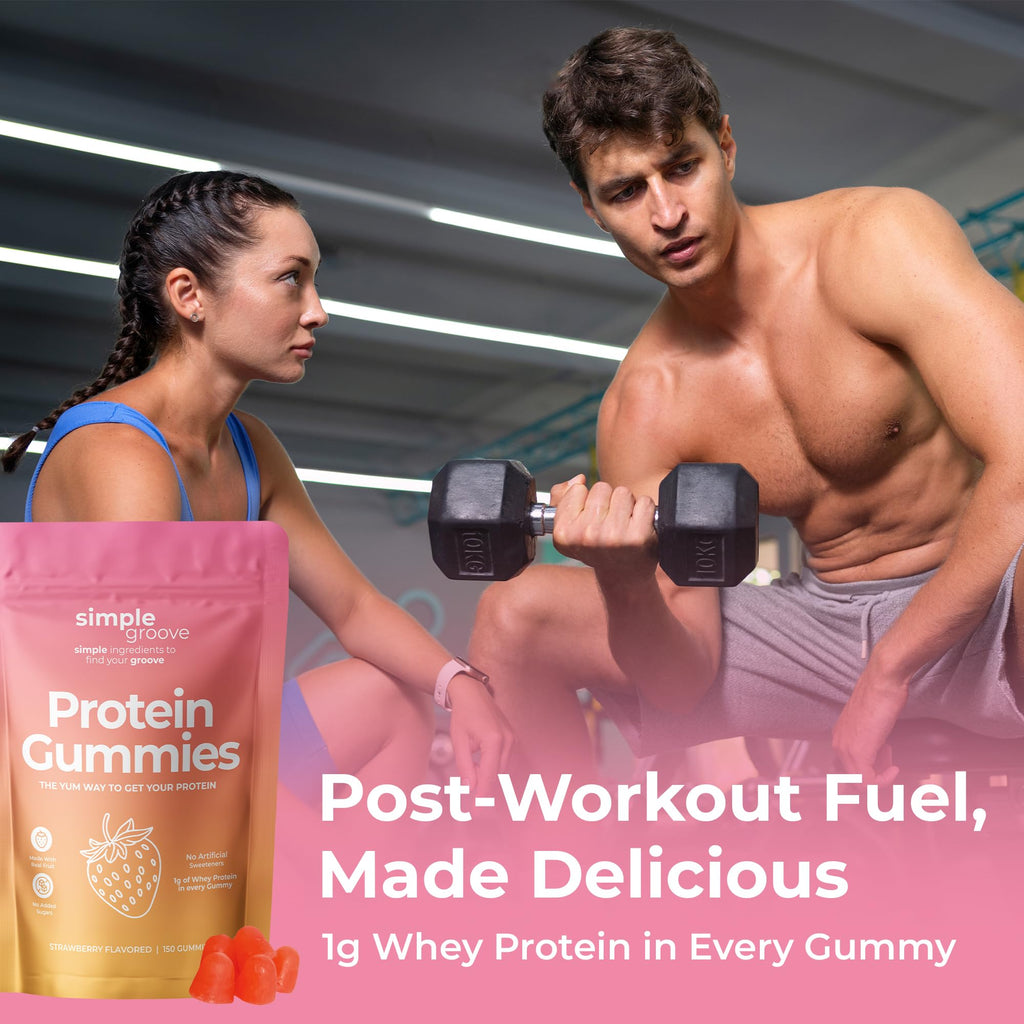 simple groove Protein Gummies|1g Whey Protein per Gummy | Healthy Snacks | Essential Amino Acids | Healthy Gummy Candy | Gummies for Women Men Kids