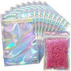 EgticLive 100 Pack Resealable Holographic Bags for Small Business, Iridescent Mylar Bags with Clear Front Smell Proof Foil Packing Pouches for Multipurpose Storage (6.3 X 9.5 inches)