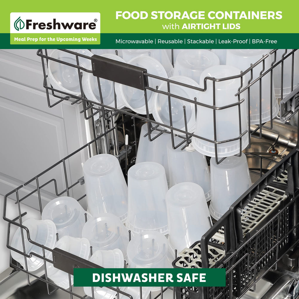 Freshware Food Storage Containers with Lids 8 oz [50 Set] Deli Containers
