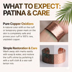 DEMMEX Copper Bracelet for Women – 100% Pure Hammered Turkish Copper Cuff, 1.5mm Thick High-Gauge, Handmade, Uncoated & Non-Magnetic, Large 1.6" Wide, Adjustable, in Wooden Gift Box