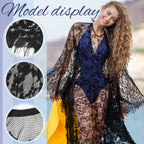 Mepase Boho Witch Lace Kimono Kaftan Dress Robe Beach Bikini Swimsuit,Black