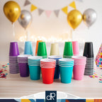 DecorRack Blue Plastic Cups, 12 oz Disposable Cups, Reusable Party Supplies (120 Count)