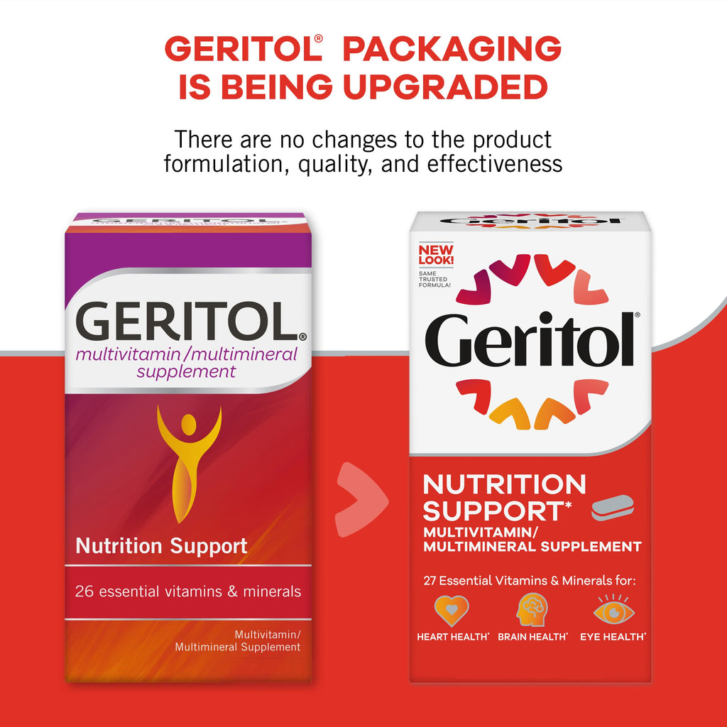 Geritol, Multivitamin Supplement, Contains B-Vitamins, Antioxidants, Vitamins C, E & D and Iron, 27 Essential Vitamins and Minerals, Gluten-Free, Non-GMO, No Artificial Sweeteners, 100 Tablets, 3 Pack
