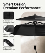 Windproof Travel Umbrella - Compact & Withstands Winds up to 100MPH, Strongest Premium Auto Folding Umbrella for Rain and Sun - Durable, Light & Portable for Women & Men, Fits Backpack & Cars