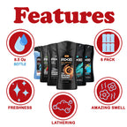 AXE Men's Body Wash Variety Set, 6 Pack, Assorted Scents, 3-in-1 Body, Face and Hair Wash, 8.5 Oz. Each