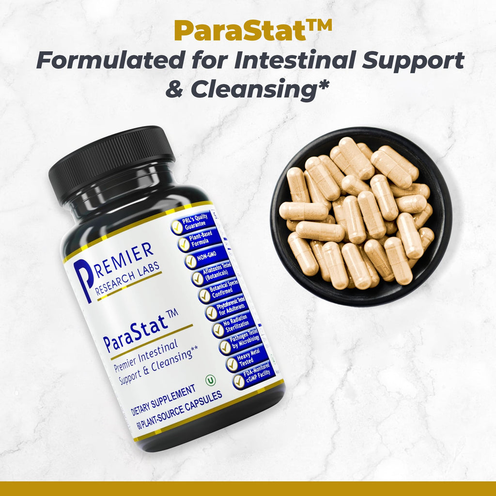 Premier Research Labs ParaStat - Intestinal Cleanse, Natural Gut Cleanse for Women & Men, Support for Colon Detox, Bloating, Digestion & Constipation - 90 Capsules (30 Day Supply)
