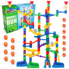 Marble Genius Marble Run - 150 Complete Pieces Maze Track Toys for Adults, Teens, Toddlers & Kids Aged 4-8 Years Old, (85 Translucent Marbulous Pieces + 65 Glass-Marble Set), Super Set