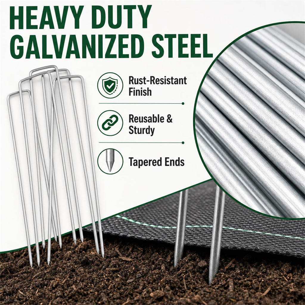 200 Pack 8 Inch Landscape Staples, Weed Barrier Stakes, 11 Gauge Galvanized