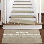 PURE ERA Bullnose Carpet Stair Treads Set Tape Free Non-Slip Indoor Stair Protectors Pet Friendly Rugs Covers Soft Skid Resistant Washable Reusable 9.5" x 30"(2 Pieces,Cream Gray)