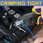 haisstronica 8PCS Crimping Tool Set - Ratchet Wire Crimping Tool for Heat Shrink,Insulated Nylon,Non-Insulated,Ferrule Wire End,Open Barrel Terminals,Solar Connectors