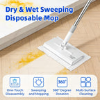 Snap Grip Mini Mop - Zero Touch No Wash Lazy Mop, Compatible with Swiffer & Face Towels, Adjustable for Wet/Dry Floors, Tile, Hardwood, Corners (5 Reusable Cloths)