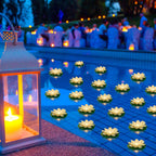 Liliful 36 Pcs Floating Lights Lotus Floating Lanterns Artificial Lily Pads with LED Lights Battery Operated for Pool Party Garden & Pond Summer Decoration (3.94 Inch,White)