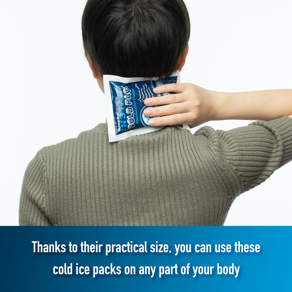General Medi Instant Ice Cold Pack (4”x 5.5”) – 8 Packs Disposable Cold Therapy Ice Packs for Pain Relief, Swelling, Inflammation, Sprains, Toothache – for Athletes & Outdoor Activities