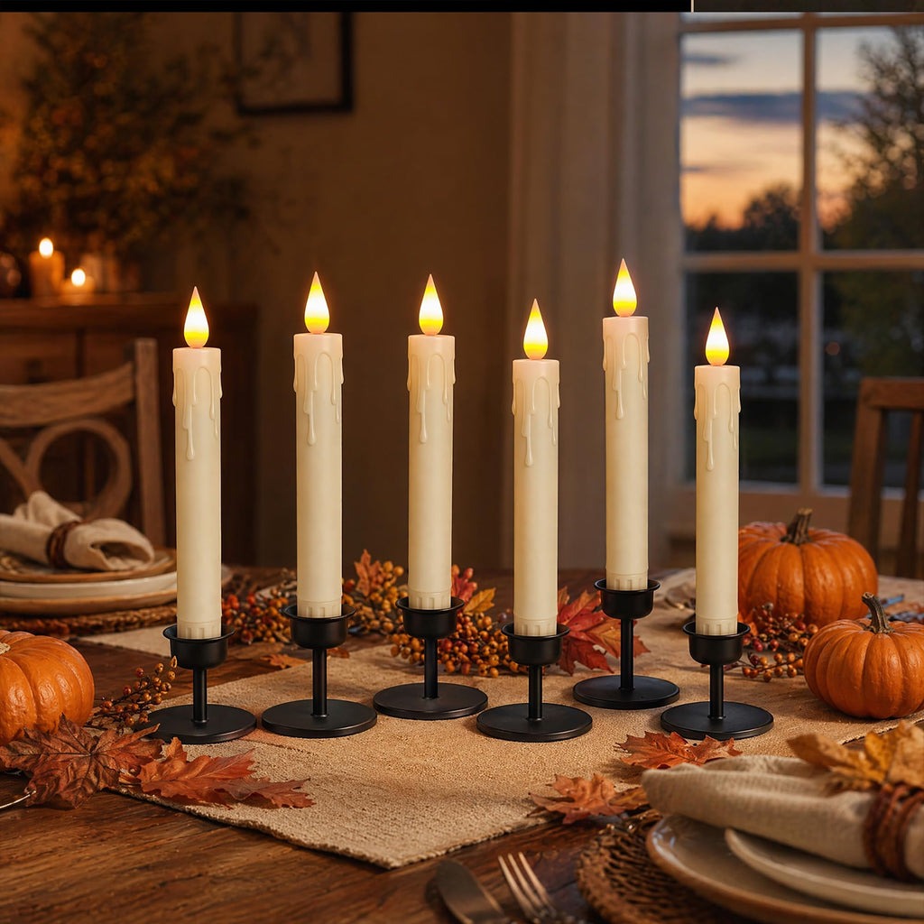 SUNGEGE Candle Battery Operated, 6.7 Inch, Ivory, Set of 6