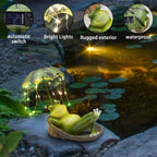 ASDFG 6.7" Solar Frog Statue Light Up Umbrella IP65 Waterproof Garden Decor