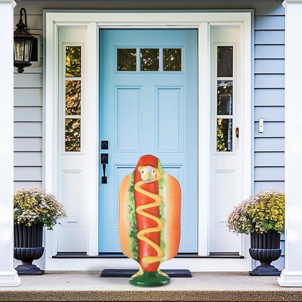 gisgfim Hot Dog Goose Outfits Porch Lawn Goose Clothes Hot Dog Costume 23 Inch High Statue Outfit for Cement Plastic Porch Geese Lawn Garden Yard Patio Outdoor Statue Art Decorations