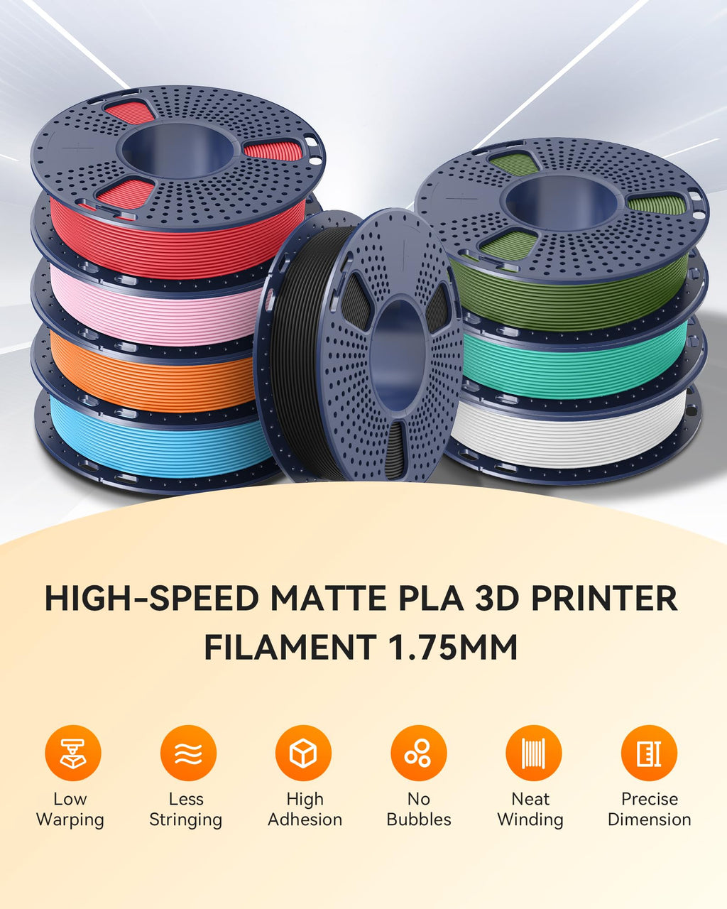 TECBEARS High Speed PLA 3D Printer Filament，Matte PLA Filament 1.75mm for High Speed 50-600mm/s, High Toughness Matte Filament, Blue 1KG