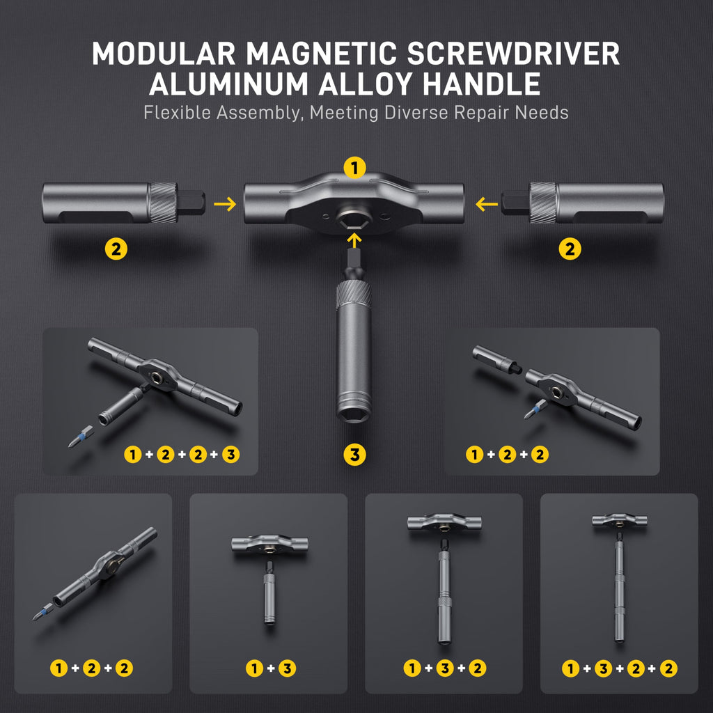 42 in1 Magnetic Screwdriver Set Precision Multi Bit Ratchet T Handle Repair Kit for Electronics, Phone, Laptop, Watch, Eyeglasses – Portable Tool Set for Home & DIY(Light Grey)