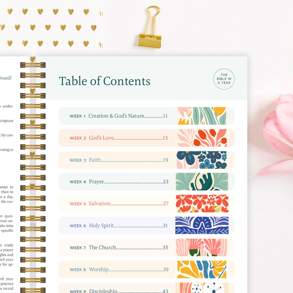 Official Spiral Bible in a Year, 52 Week Bible Study Guide (Floral)