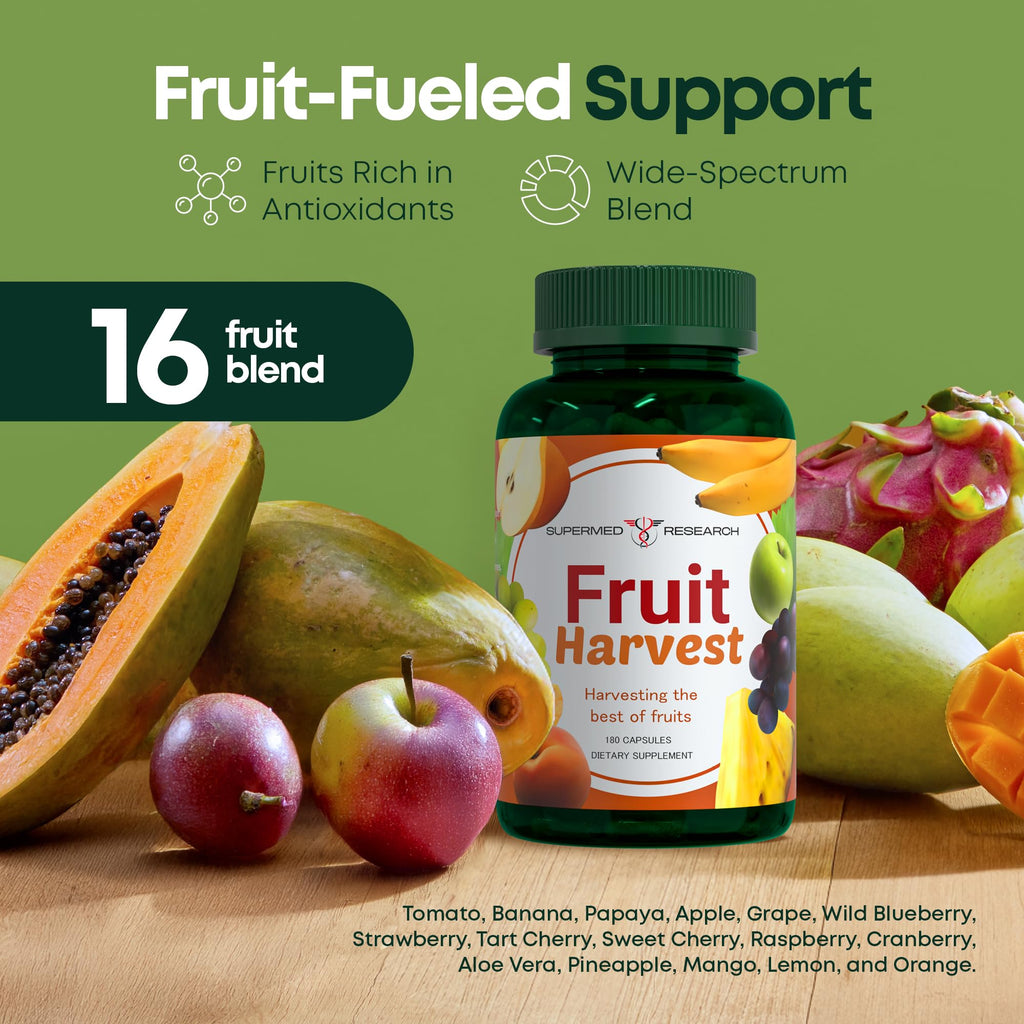 Supermed Research Fruits and Vegetables Supplements – 2 Pack Combination Fruit & Veggies Supplement – Whole Food Vitamins & Minerals for Adults – Superfood Veggie Vitamins for Adults (180 x 2, 360 Ct)
