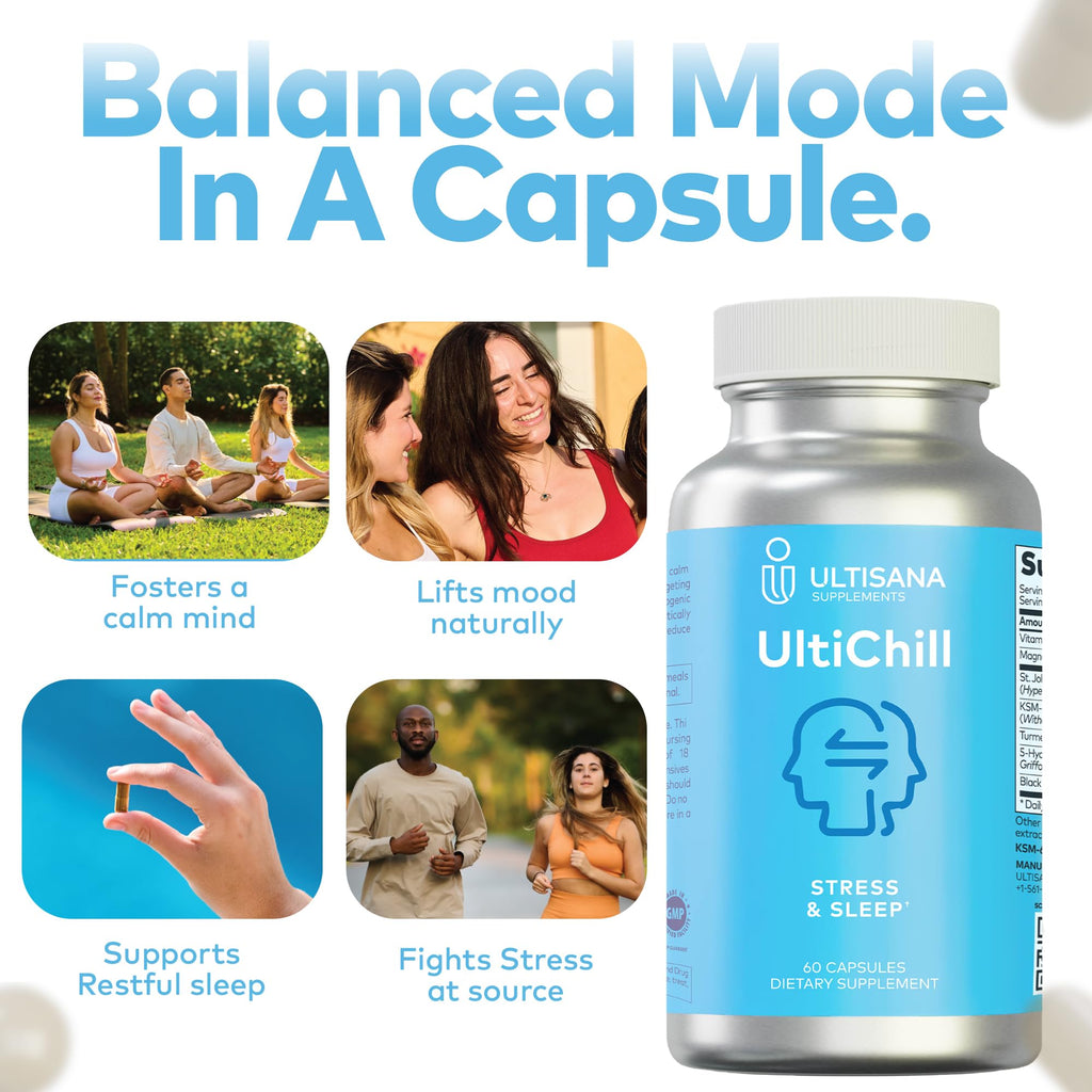 Ultisana UltiChill Stress Relief Supplement for Sleep & Mood, 60 Capsules
