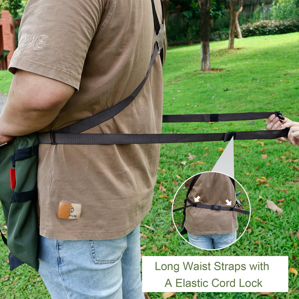 Extra Gardening Apron Waterproof Cross Back Apron Women, 600D Polyester Heavy Duty Men Apron Harvest Bag, Over 30% Larger Than Standard Models, Adjustable Straps and Large Quick Release Pockets Green