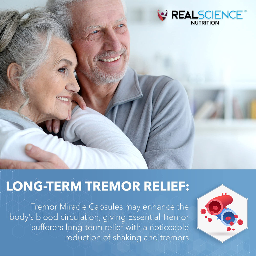 Real Science Tremor Miracle Capsules – Tremor Relief Supplement and Hand Tremor Aids for Adults – with TremorStop Blend, GABA, and Vitamins for Neurotransmission Support – Made in USA, 60 Caps