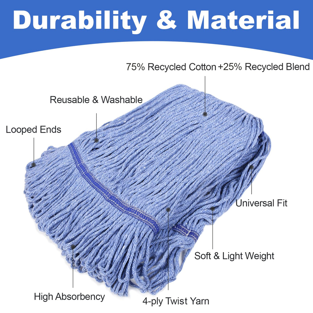 HiBaby 4 Pack Commercial Mop Head Replacement Heavy Duty Mop Head Replace