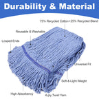 HiBaby 4 Pack Commercial Mop Head Replacement Heavy Duty Mop Head Replace